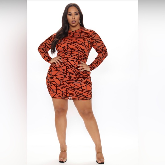 Mini Dress,Mock Neck,Long Sleeve, Stretch,Dress Length= 32.5, 100% Polyester - Picture 1 of 5